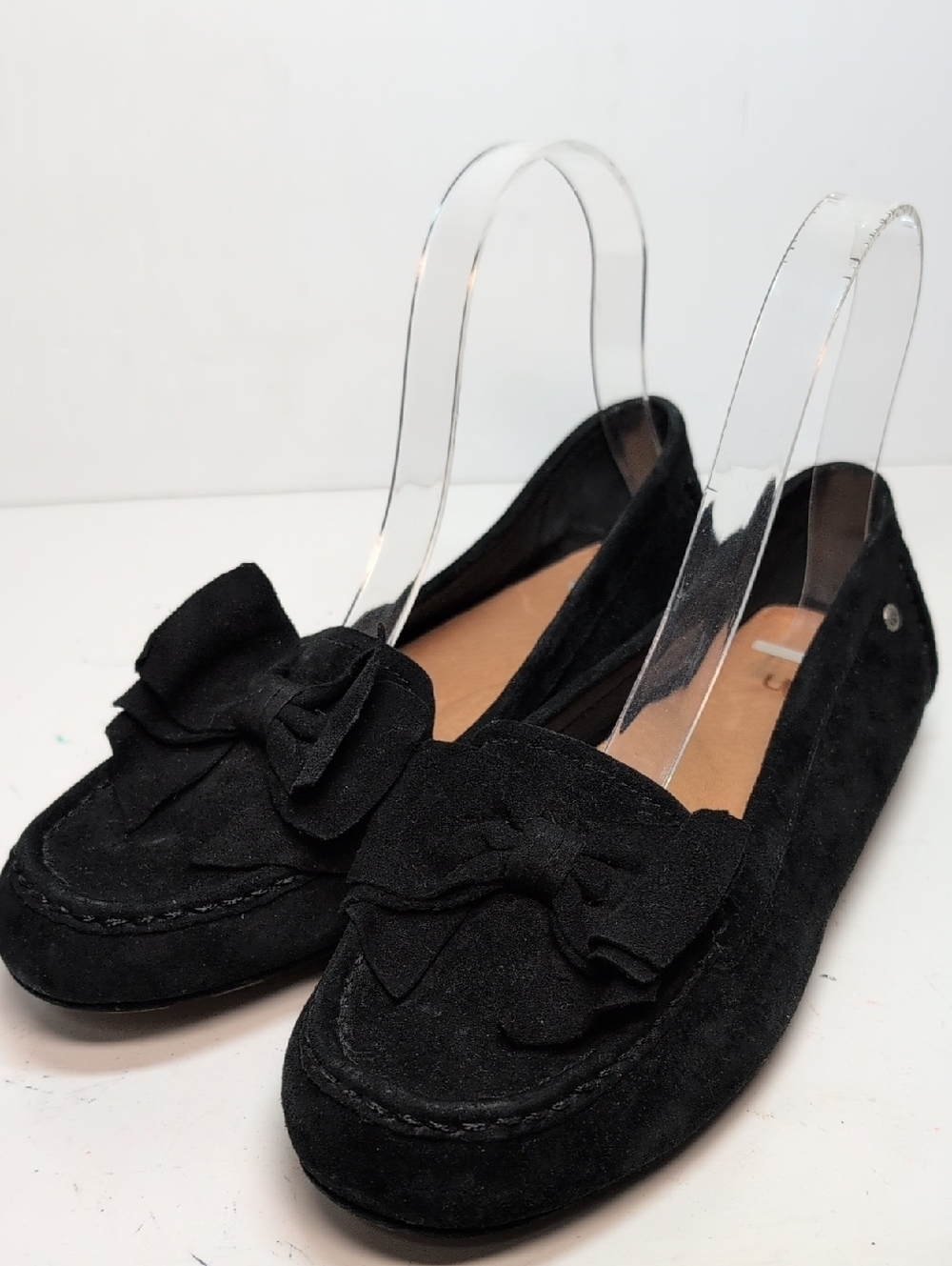 UGG black suede driving Lilliana bow slup on loafers woman's size 6.5 EU 37.5